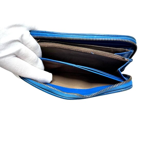 Bottega Veneta Intrecciato Blue Leather Zip-Around Wallet with COA - Picture 10 of 11